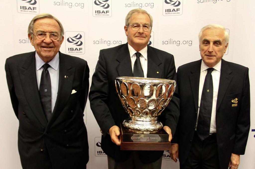 (Left to right) His Majesty King Constantine, David Kellett and Carlo Croce - 2014 ISAF Annual Conference © ISAF 